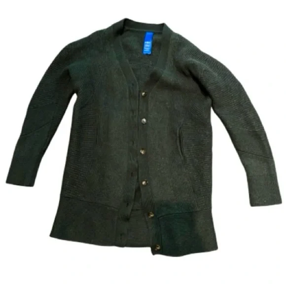 Kit and Ace Merino Wool Classic Green Cardigan Sweater - Picture 1 of 10
